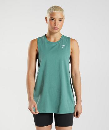 Podkoszulki Damskie Gymshark Treningowe Drop Arm Zielone | PL 3085EBC